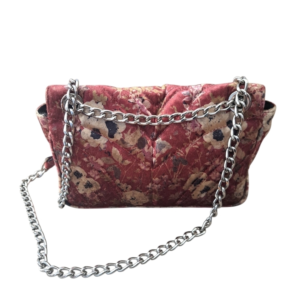 Vintage L'’Intervalle Floral Velvet Quilted Shoulder Bag Made in Spain Purse - Picture 4 of 13